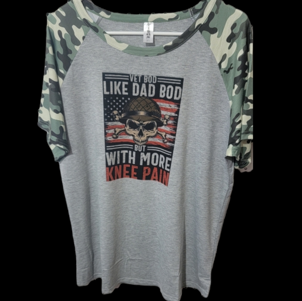 NWT Men's Vet Bod Like Dad Bod Camo Sleeve T Shirt